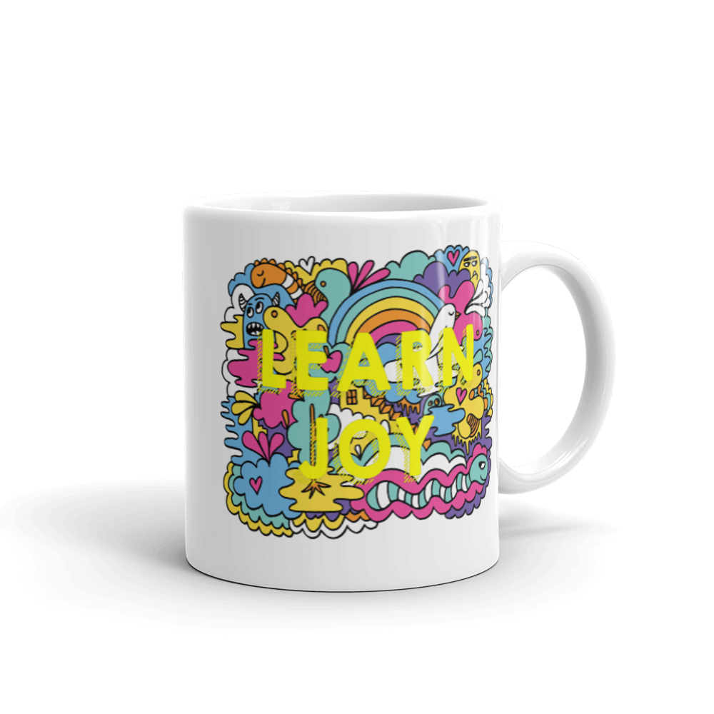 "Learn Joy" White glossy mug - The Fearless Shop